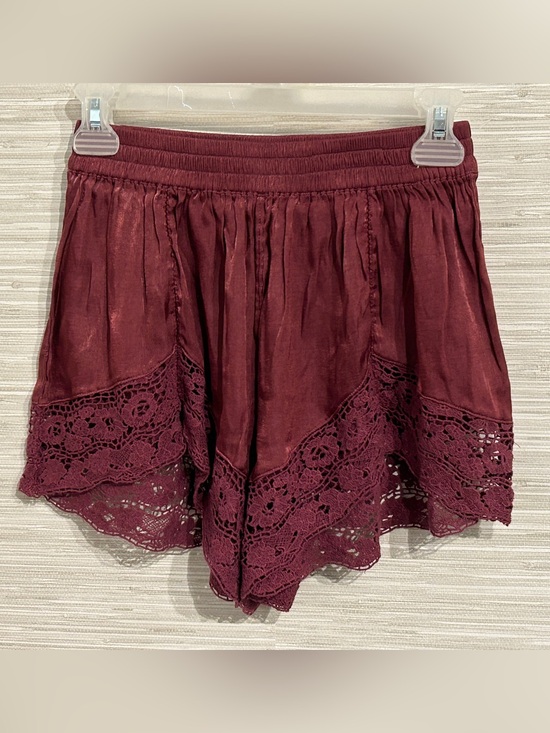 Intimately By Free People Other - Intimately Free People Burgundy Crochet Trim Flowy Shorts Boho XS Elastic Waist
